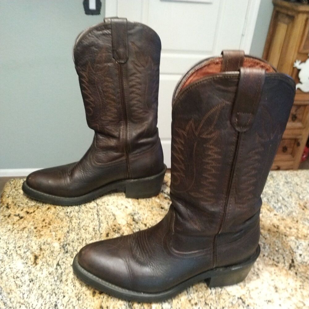 DD TUFF Cowboy Work Mens Boots Size 9 D Brown USA Vintage Western EUC